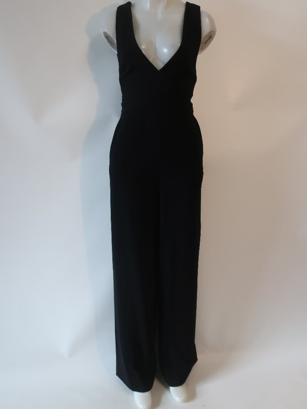 Womens Tibi Black Crepe (Item- 75) Ponte Criss-Cross Back Wide Leg Jumpsuit 4